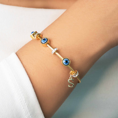 Classic Evil Eye Bangle With Personalized Initial