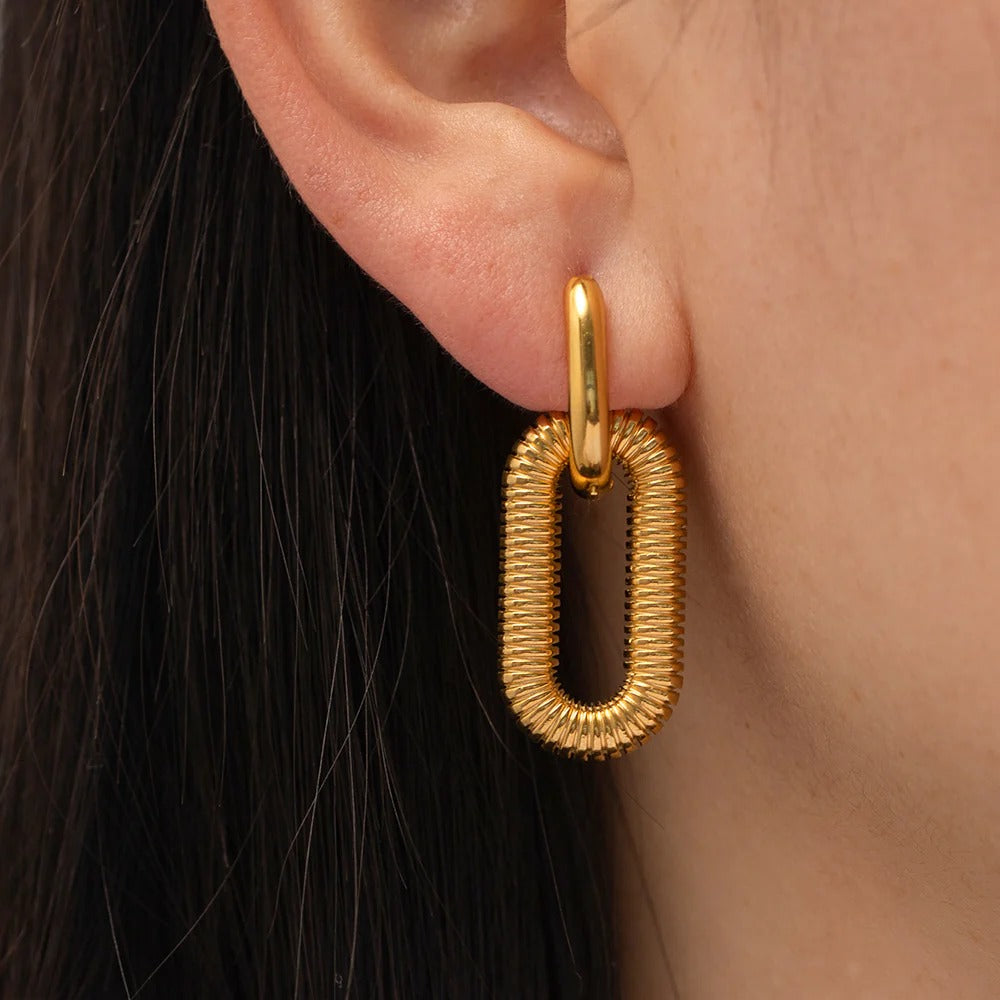 Oval Coil Drop Earrings