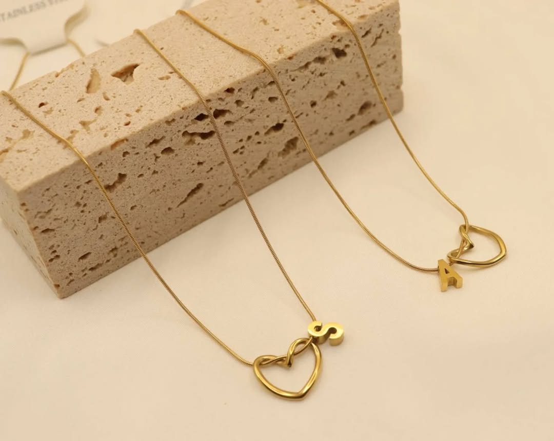 Twisted Heart Necklace With Personalized Initial