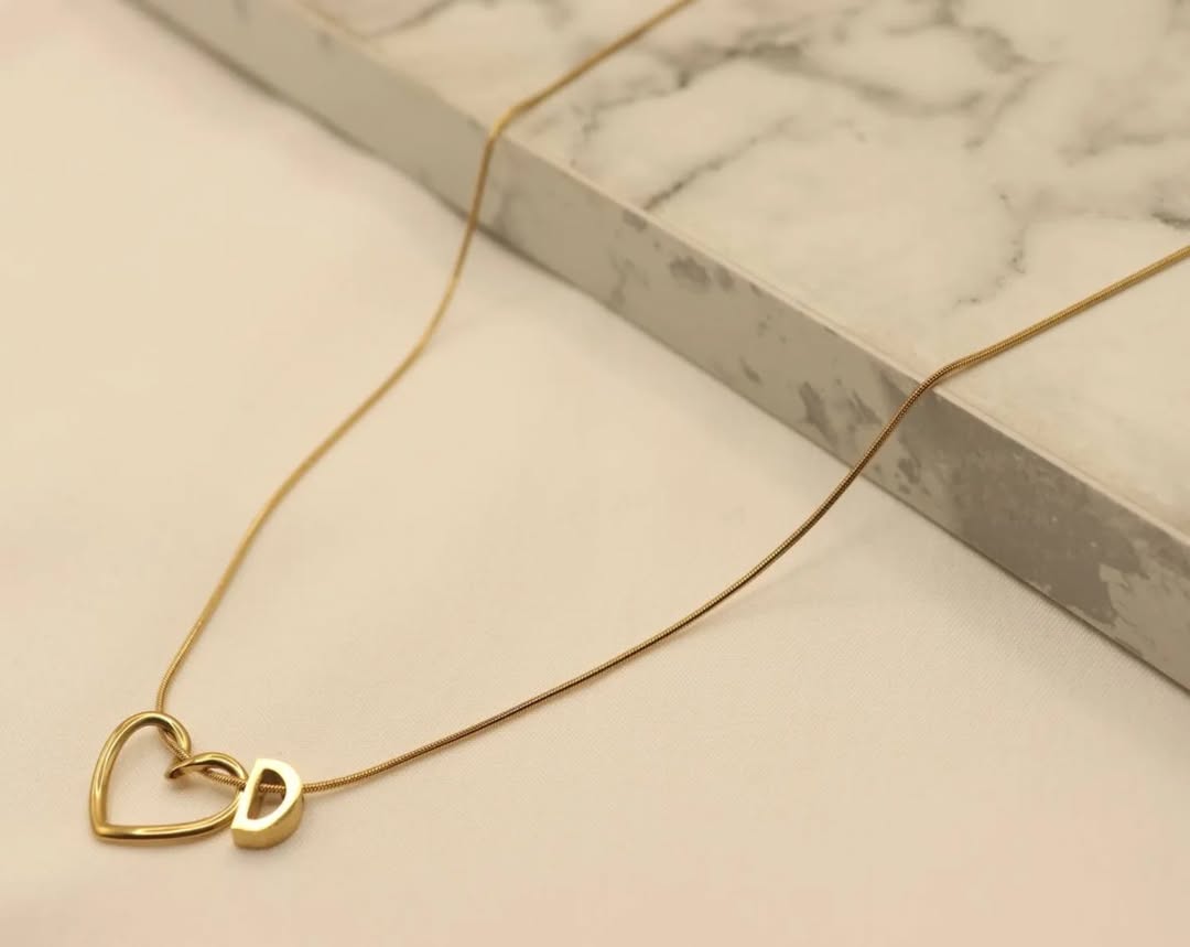 Twisted Heart Necklace With Personalized Initial