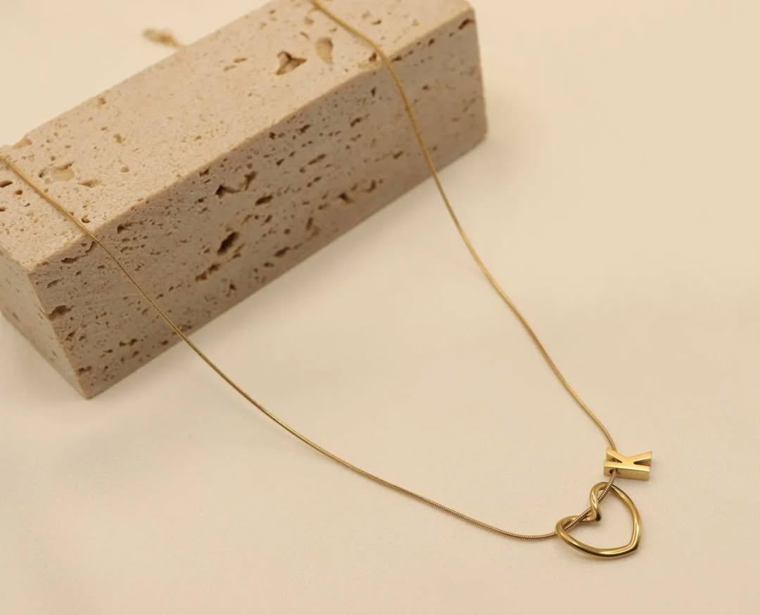 Twisted Heart Necklace With Personalized Initial