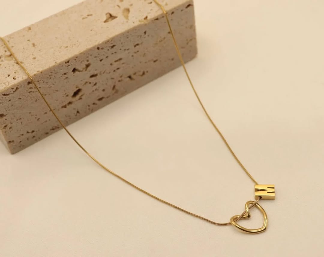 Twisted Heart Necklace With Personalized Initial