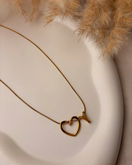 Twisted Heart Necklace With Personalized Initial