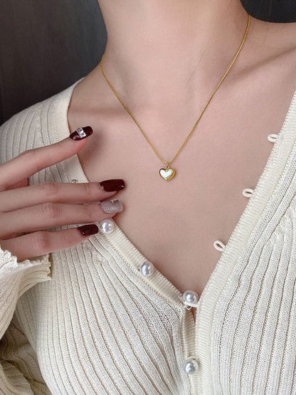 Pearl Heart Charm Gold Neck piece