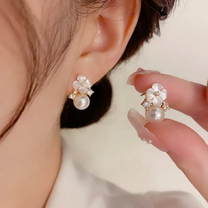 Floral Pearl Stud Earrings