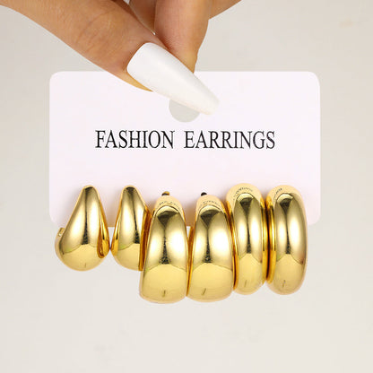 Gold Chunky Hoop Earring Set – 3 Pairs