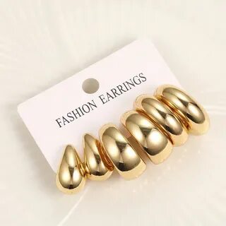 Gold Chunky Hoop Earring Set – 3 Pairs