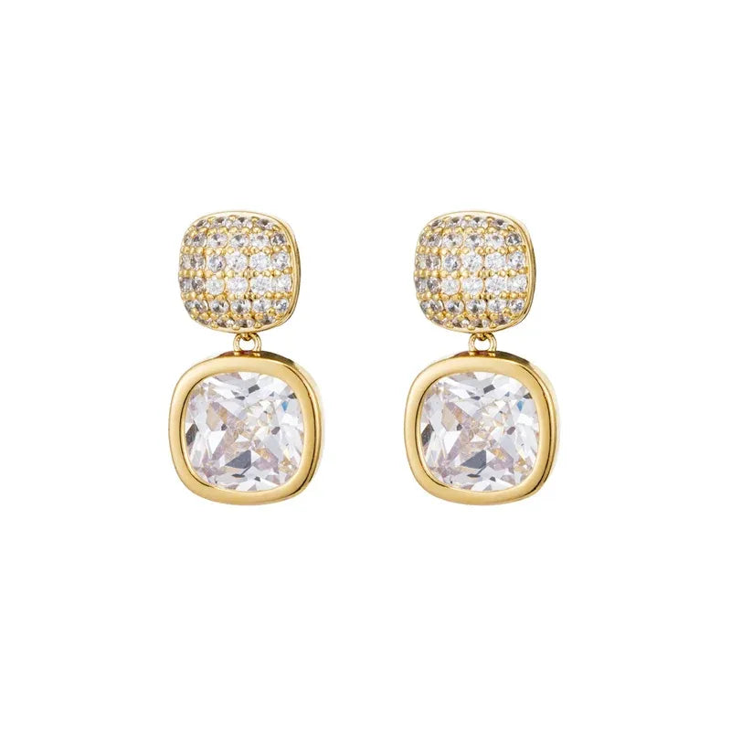 Elegant Earrings With Square Cut Design