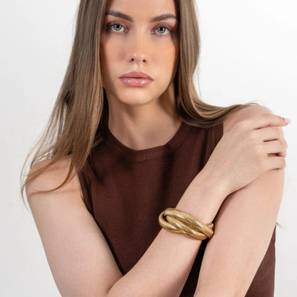 Coiled Luxe 18K Gold-Plated Snake Bracelet