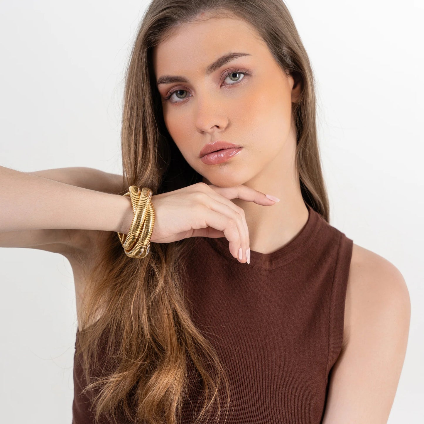 Coiled Luxe 18K Gold-Plated Snake Bracelet