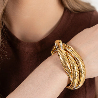 Coiled Luxe 18K Gold-Plated Snake Bracelet