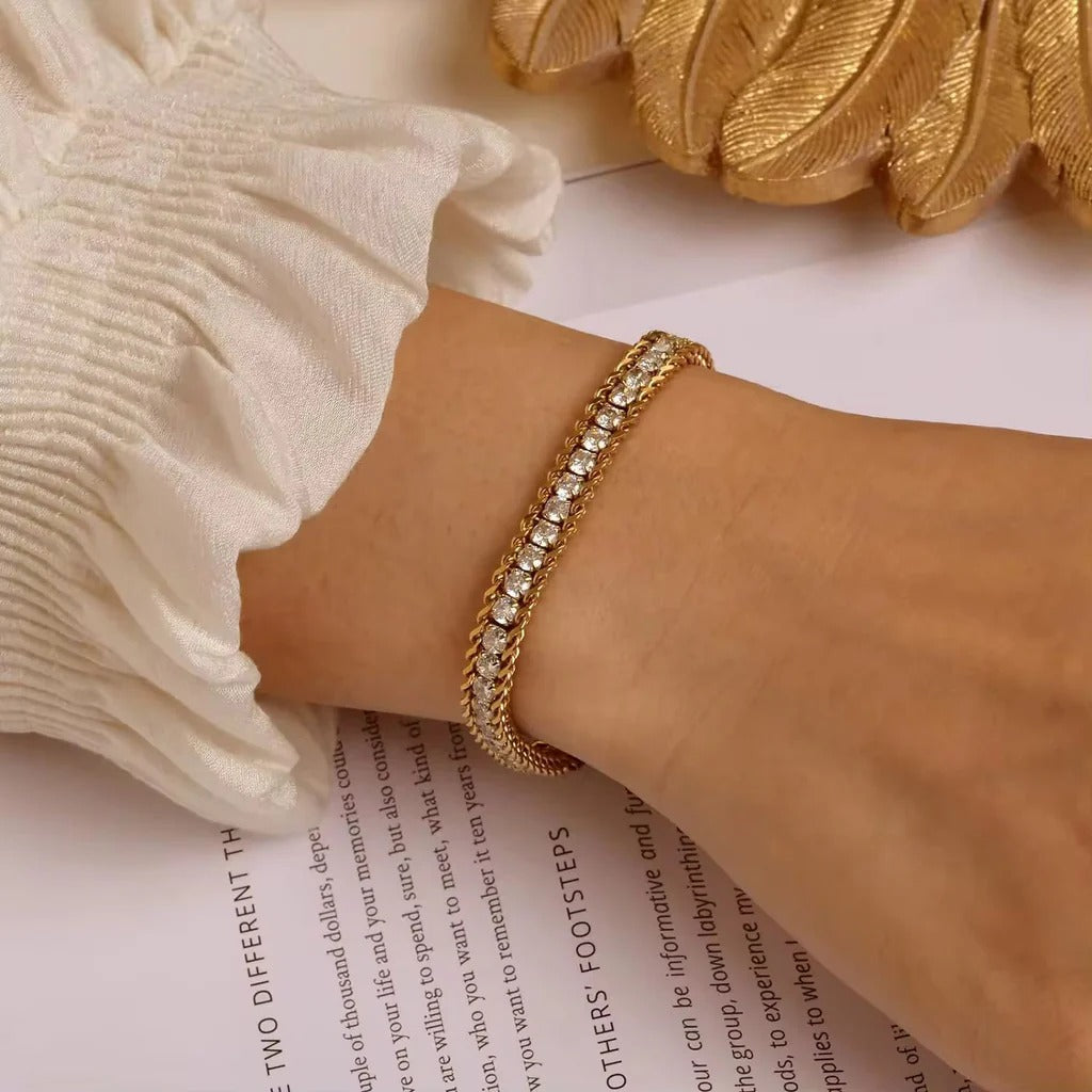 Cuban Chain Tennis Bracelet with CZ Diamonds