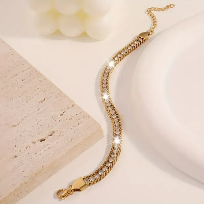Cuban Chain Tennis Bracelet with CZ Diamonds