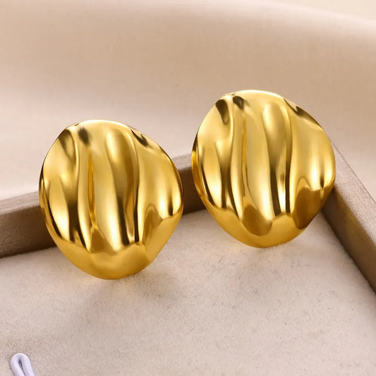 Bold Dome Gold Stud Earrings