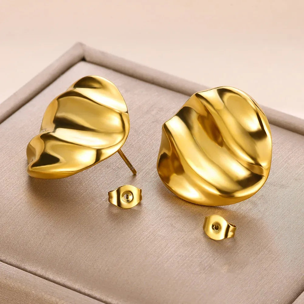 Bold Dome Gold Stud Earrings