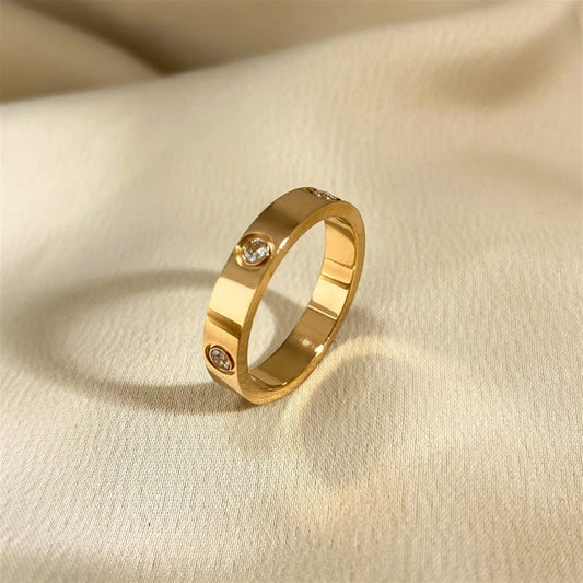 Elegant Gold-Plated Stone Band Ring