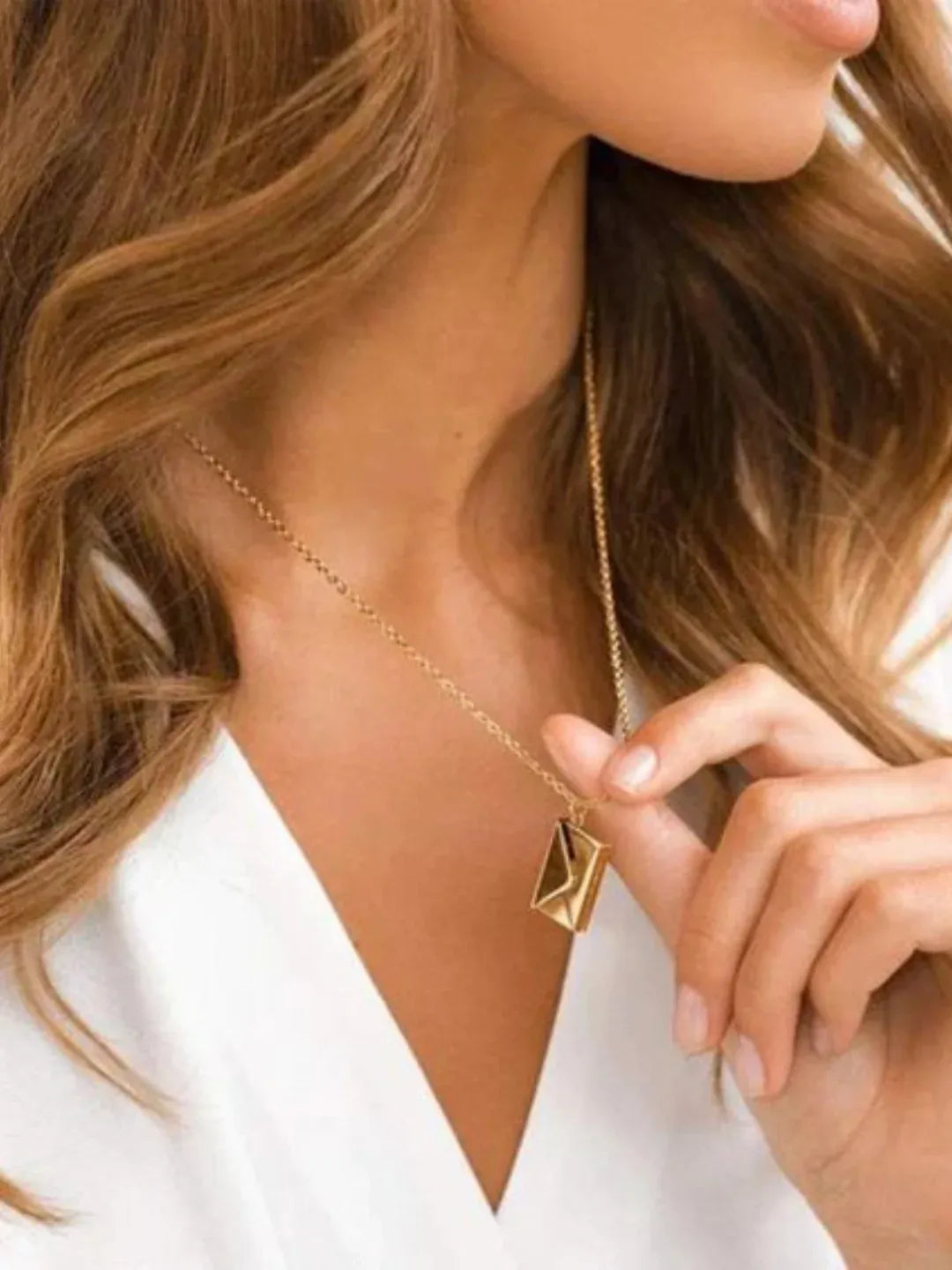 Envelope Pendant Necklace with Hidden "I Love You"