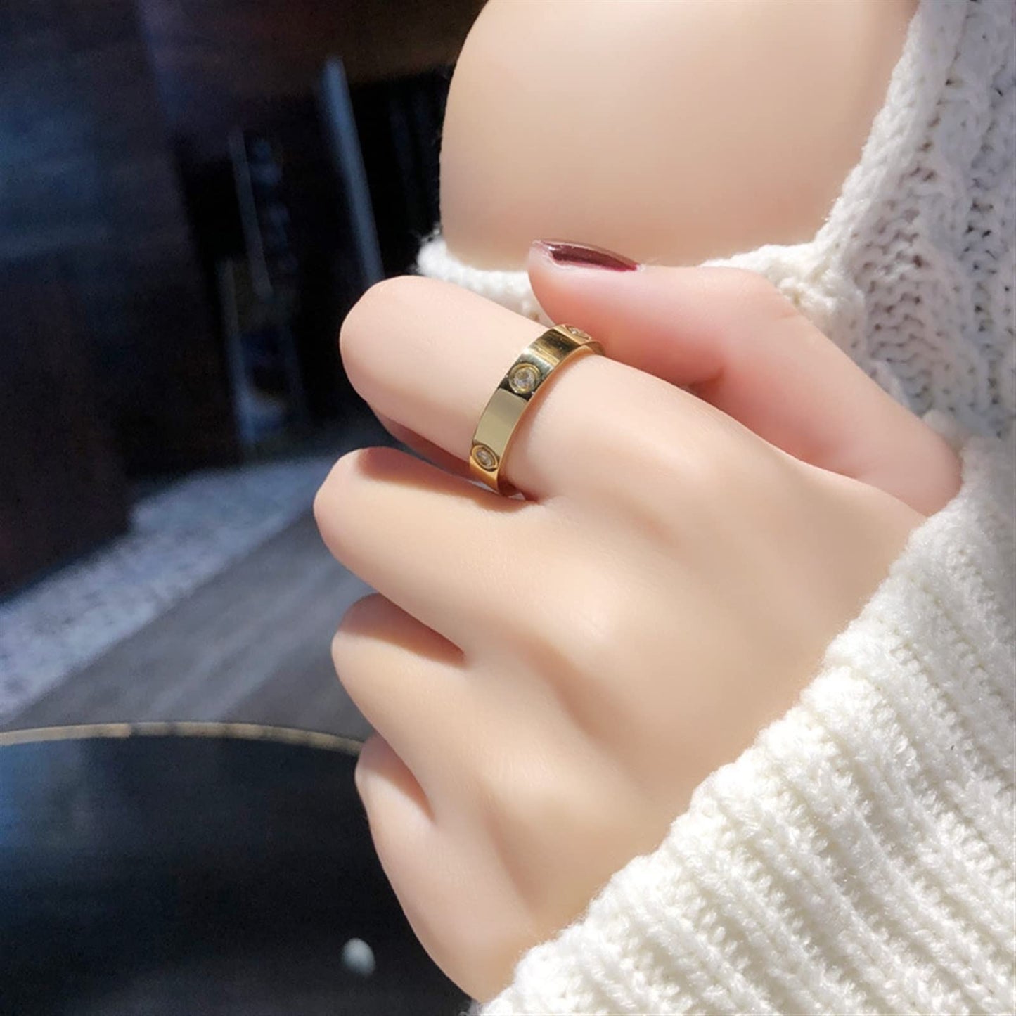 Elegant Gold-Plated Stone Band Ring
