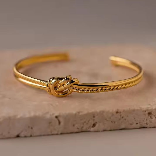 Twisted Knot Gold Cuff Bracelet