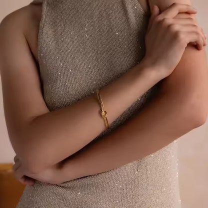 Twisted Knot Gold Cuff Bracelet