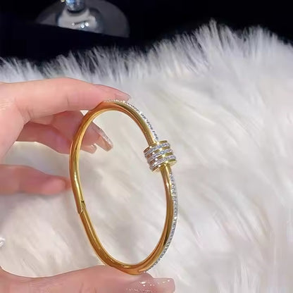 Golden Solitaire Charm Bangle