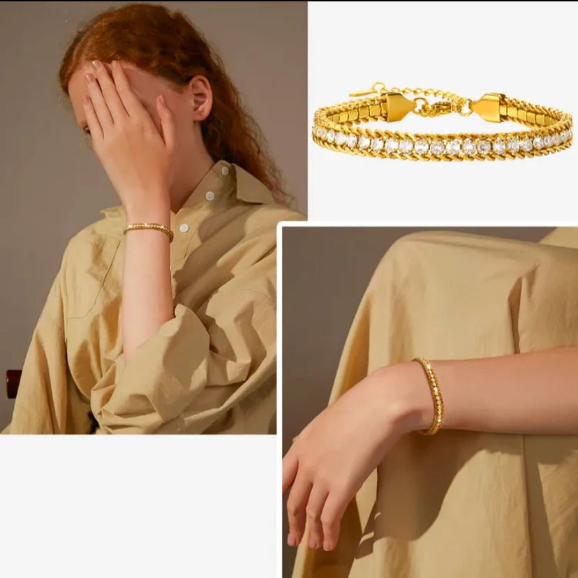 Cuban Chain Tennis Bracelet with CZ Diamonds