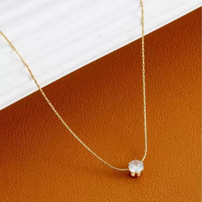 Golden Solitaire Jewelry Set (Necklace & Earrings)