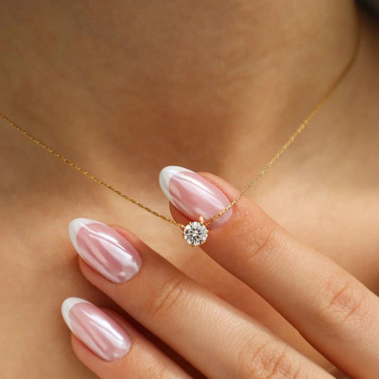 Dainty Solitaire Pendant Necklace