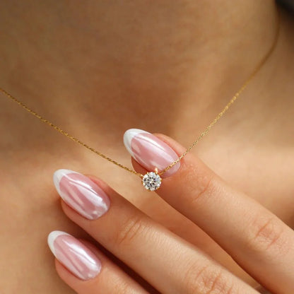 Modern Nail Bangle & Solitaire Necklace Set