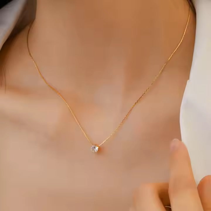 Golden Solitaire Jewelry Set (Necklace & Earrings)