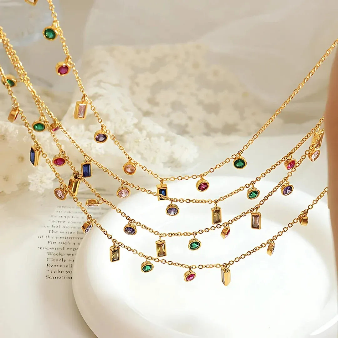 Hue Necklace with Multicolour Gem Charms