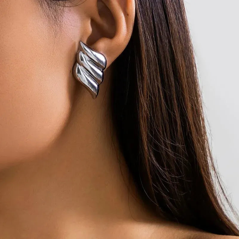 Gold Wing Stud Earrings