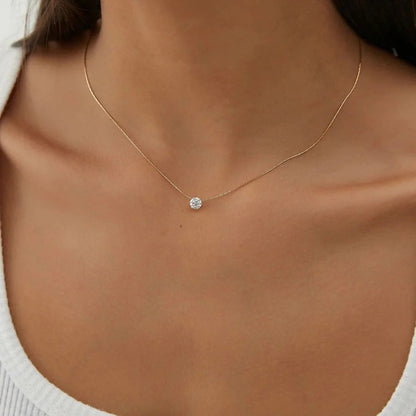 Dainty Solitaire Pendant Necklace