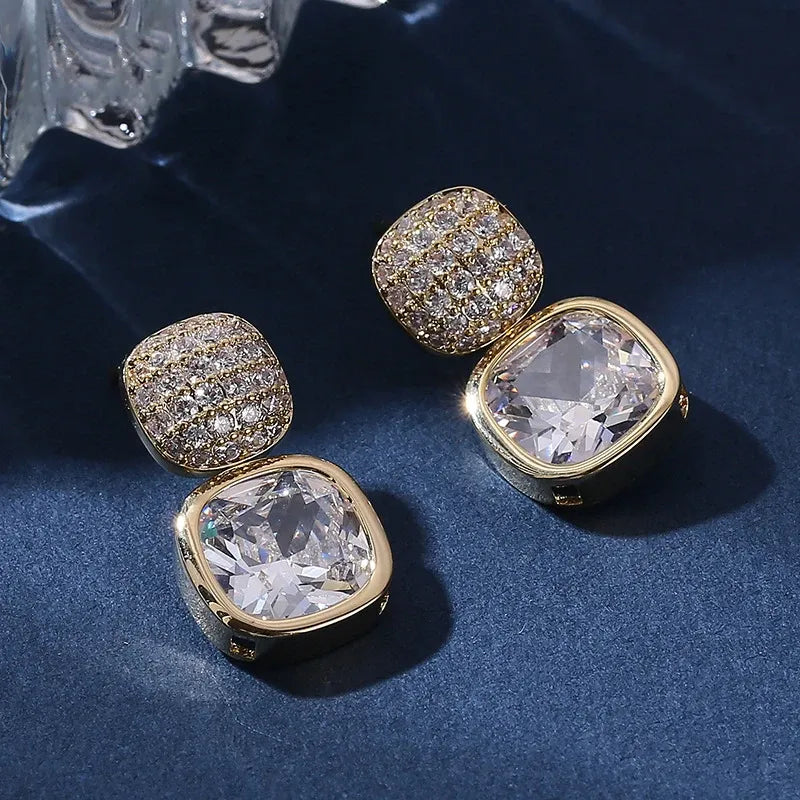 Elegant Earrings With Square Cut Design